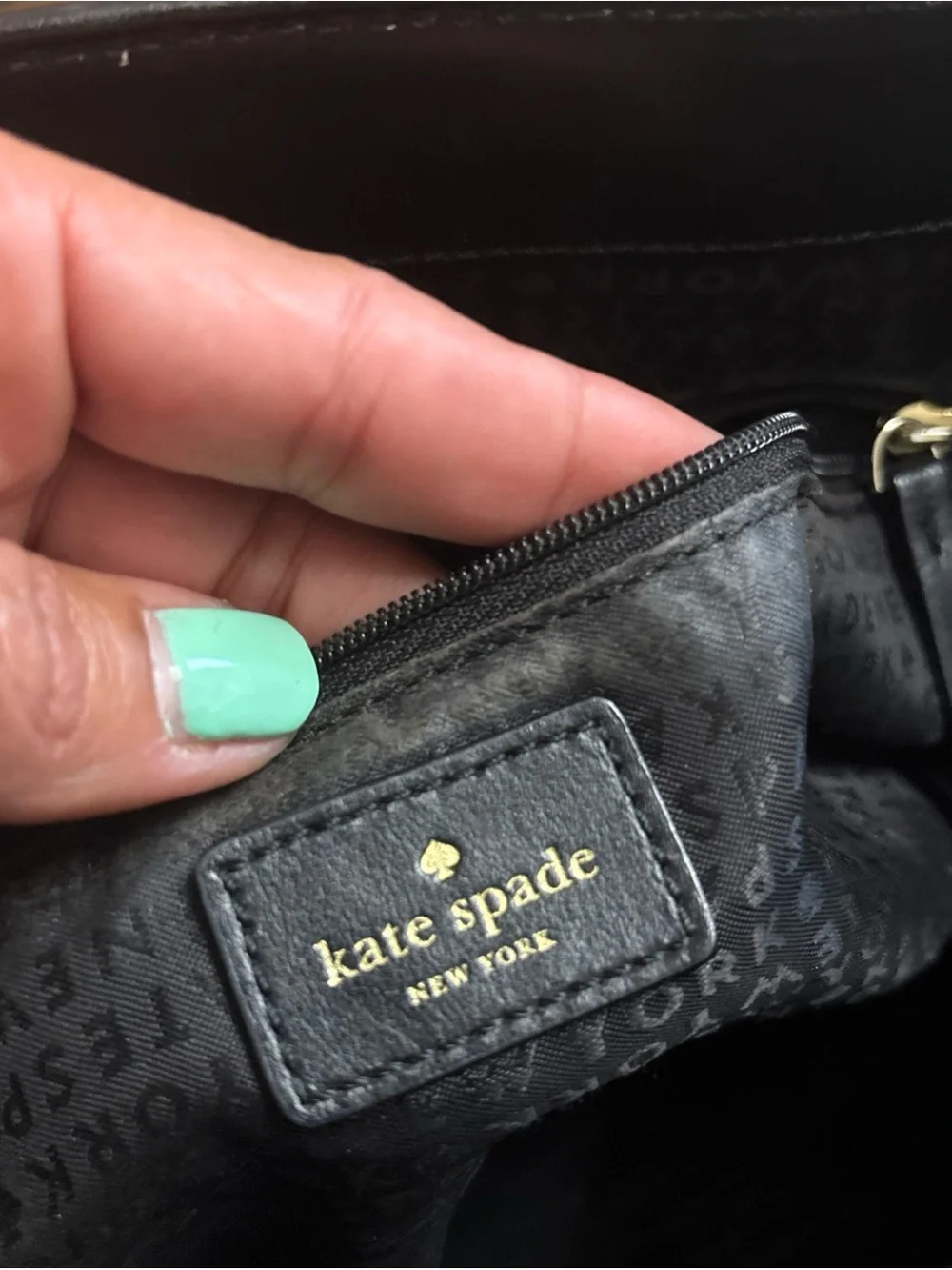 kate spade Black and Cream Leather Tote with Bow Accent